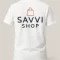 White custom T-shirt with logo printed on the back – blank canvas for your brand.