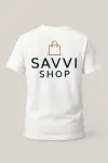 White custom T-shirt with logo printed on the back – blank canvas for your brand.