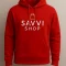 Red hoodie front view ready for custom logo or picture