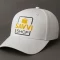 White baseball-style cap for heat-pressed or embroidered logos – clean and professional look.